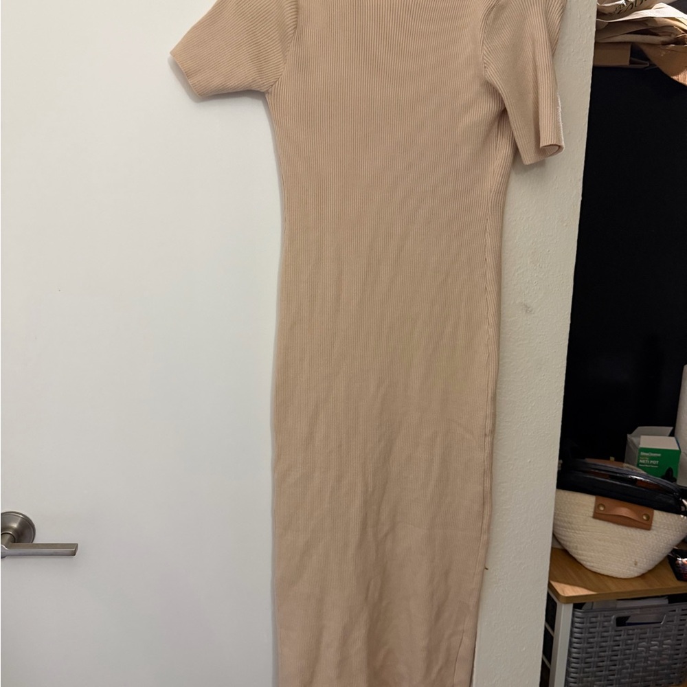 RIHOAS Beige Long Sleeve Knit Dress